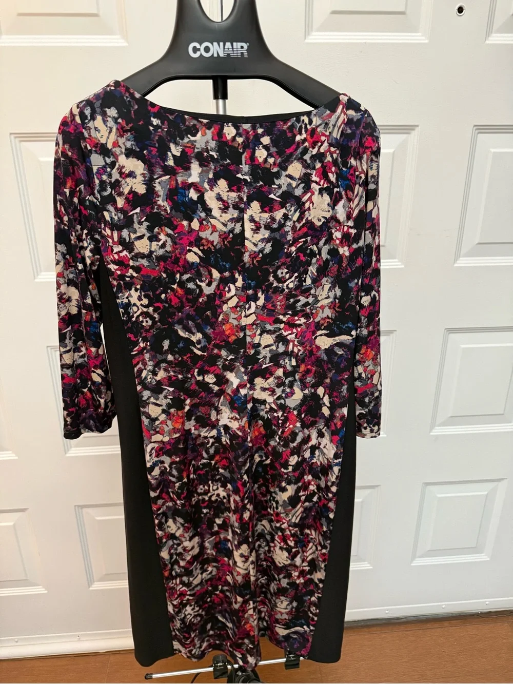 Kasper Black Midi Dress with Pink and Cream Floral Print - Picture 4 of 4